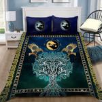 viking bedding set tree of life fenrir skoll and hati raven rune bedding cover with 2 pillowcases 100 polyester 0