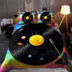 vinyl record bedding set galaxy planet music space magic stars dj bedding cover with 2 pillowcases 100 polyester 0