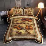 violin bedding set vintage violin player music lovers gift idea bedding cover with 2 pillowcases 100 polyester 0