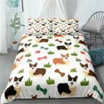 welsh corgi duvet cover bedding funny corgis bone puppy seamless pattern bedding cover with 2 pillowcases 100 polyester 0