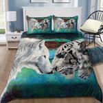 white wolf and tiger spirit bedding set oil painting wolves hunter spirit bedding cover with 2 pillowcases 100 polyester 0