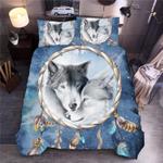 wolf couple bedding set sky dreamcatcher christmas gift for wolf lover family gifts bedding cover with 2 pillowcases 100 polyester 0