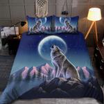 wolf howling mountain wildlife moon comforter set wolves landscape bedding cover with 2 pillowcases 100 polyester 0