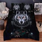 wolf the hunt skull bedding set native wolf and skull halloween decor bedding cover with 2 pillowcases 100 polyester 0