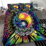 ying yang hippie bedding set moon and sun connect balance yogis gift bedding cover with 2 pillowcases 100 polyester 0