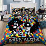 youll never walk alone autism family bedding set autism awareness bedding cover pillow covers bedroom decor bedding cover with 2 pillowcases 100 polyester 0