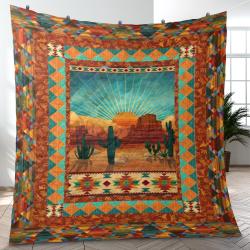 Aztec Southwestern Geometric Shape Pattern Quilt Blanket Best Event Gift For Family And Friends ASQ2