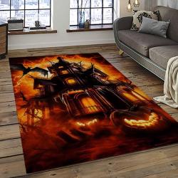 Halloween Style Pumpkin Autumn Retangle Carpet Area Rug Home Decor Halloween Gift HAL34