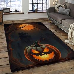 Halloween Style Pumpkin Autumn Retangle Carpet Area Rug Home Decor Halloween Gift HAL48