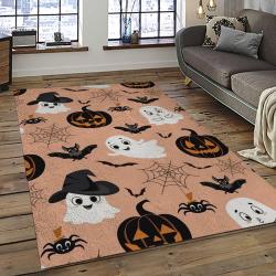 Halloween Style Pumpkin Autumn Retangle Carpet Area Rug Home Decor Halloween Gift HAL72