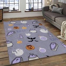 Halloween Style Pumpkin Autumn Retangle Carpet Area Rug Home Decor Halloween Gift HAL90