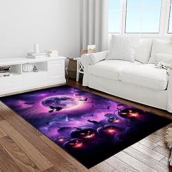 halloween style pumpkin autumn retangle carpet area rug home decor halloween gift light room hal1