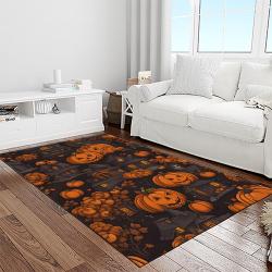 halloween style pumpkin autumn retangle carpet area rug home decor halloween gift light room hal14