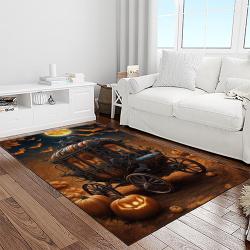 halloween style pumpkin autumn retangle carpet area rug home decor halloween gift light room hal36