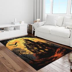 halloween style pumpkin autumn retangle carpet area rug home decor halloween gift light room hal37