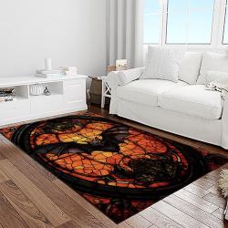 halloween style pumpkin autumn retangle carpet area rug home decor halloween gift light room hal38