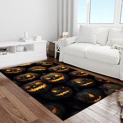 halloween style pumpkin autumn retangle carpet area rug home decor halloween gift light room hal40
