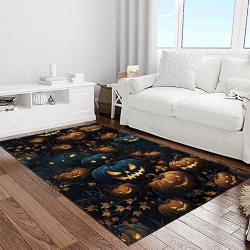 halloween style pumpkin autumn retangle carpet area rug home decor halloween gift light room hal42