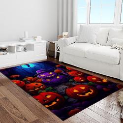 halloween style pumpkin autumn retangle carpet area rug home decor halloween gift light room hal43