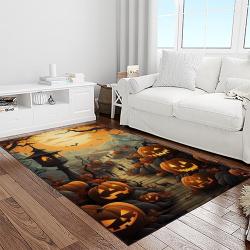 halloween style pumpkin autumn retangle carpet area rug home decor halloween gift light room hal44