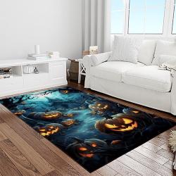 halloween style pumpkin autumn retangle carpet area rug home decor halloween gift light room hal46