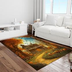 halloween style pumpkin autumn retangle carpet area rug home decor halloween gift light room hal47