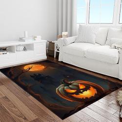 halloween style pumpkin autumn retangle carpet area rug home decor halloween gift light room hal48