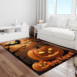 halloween style pumpkin autumn retangle carpet area rug home decor halloween gift light room hal49