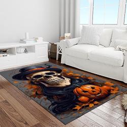 halloween style pumpkin autumn retangle carpet area rug home decor halloween gift light room hal54