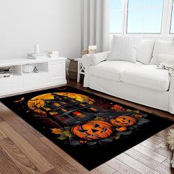 halloween style pumpkin autumn retangle carpet area rug home decor halloween gift light room hal57