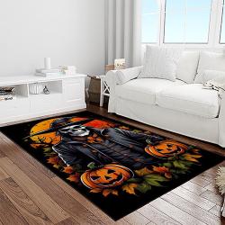 halloween style pumpkin autumn retangle carpet area rug home decor halloween gift light room hal59