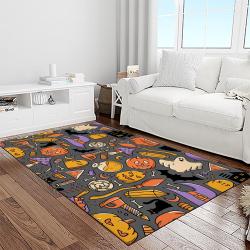halloween style pumpkin autumn retangle carpet area rug home decor halloween gift light room hal61