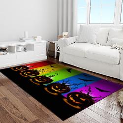 halloween style pumpkin autumn retangle carpet area rug home decor halloween gift light room hal63