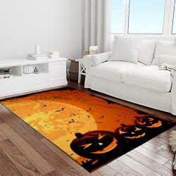 halloween style pumpkin autumn retangle carpet area rug home decor halloween gift light room hal78