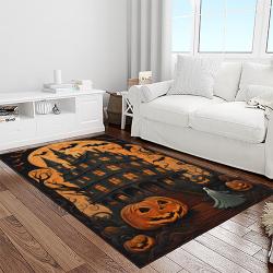 halloween style pumpkin autumn retangle carpet area rug home decor halloween gift light room hal79