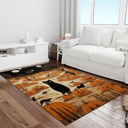 halloween style pumpkin autumn retangle carpet area rug home decor halloween gift light room hal82