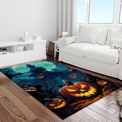 halloween style pumpkin autumn retangle carpet area rug home decor halloween gift light room hal89