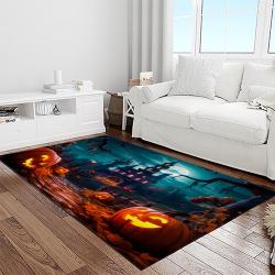 halloween style pumpkin autumn retangle carpet area rug home decor halloween gift light room hal94