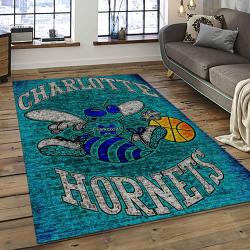 NBA Charlotte Hornets Rectangle Rug Personalized Non-Slip Carpet Gift For Basketball Fans CH83