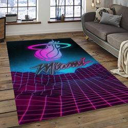 NBA Miami Heat Rectangle Rug Personalized Non-Slip Carpet Gift For Basketball Fans MH63