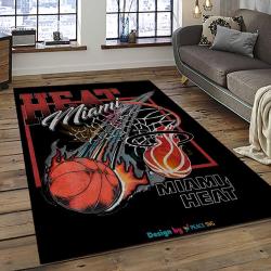 NBA Miami Heat Rectangle Rug Personalized Non-Slip Carpet Gift For Basketball Fans MH75