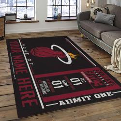 NBA Miami Heat Rectangle Rug Personalized Non-Slip Carpet Gift For Basketball Fans MH78