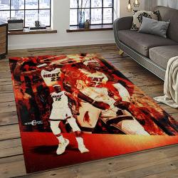 NBA Miami Heat Rectangle Rug Personalized Non-Slip Carpet Gift For Basketball Fans MH87