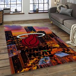 NBA Miami Heat Rectangle Rug Personalized Non-Slip Carpet Gift For Basketball Fans MH92