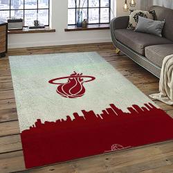 NBA Miami Heat Rectangle Rug Personalized Non-Slip Carpet Gift For Basketball Fans MH94