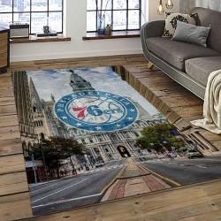 NBA Philadelphia 76ers Rectangle Rug Personalized Non-Slip Carpet Gift For Basketball Fans P7678