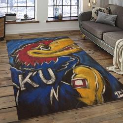 NCAA Kansas Jayhawks Football Team Logo Sport Carpet Area Rug Home Decor Best Gift For Friends KSJK35