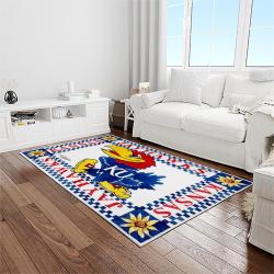 ncaa kansas jayhawks football team logo sport carpet area rug home decor best gift for friends light room ksjk12
