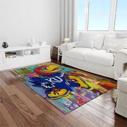 ncaa kansas jayhawks football team logo sport carpet area rug home decor best gift for friends light room ksjk36