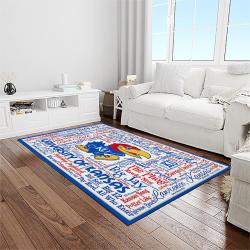 ncaa kansas jayhawks football team logo sport carpet area rug home decor best gift for friends light room ksjk9